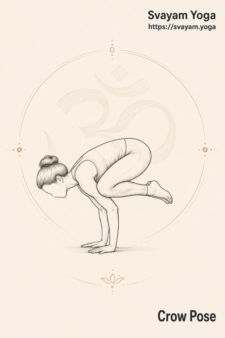 Crow pose, balancing on the hands